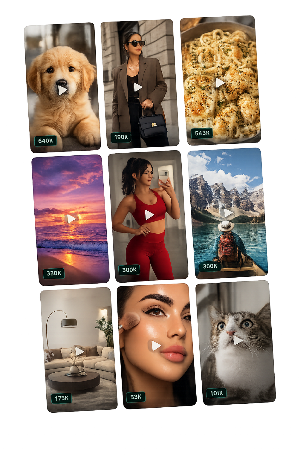 Preview of viral video category cards